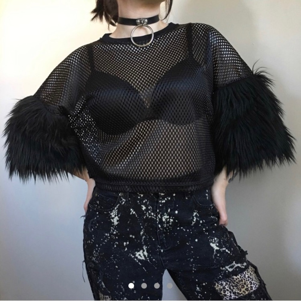 Unique Goth Cvlt Boi Mesh Fluff Top
